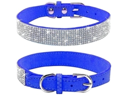 2026-collar De Perro Con Piedras Rhinestone, Suave Cuero Gamuza, Ajustable Con Hebilla, Para Perros Y Gatos (xs, Negro)