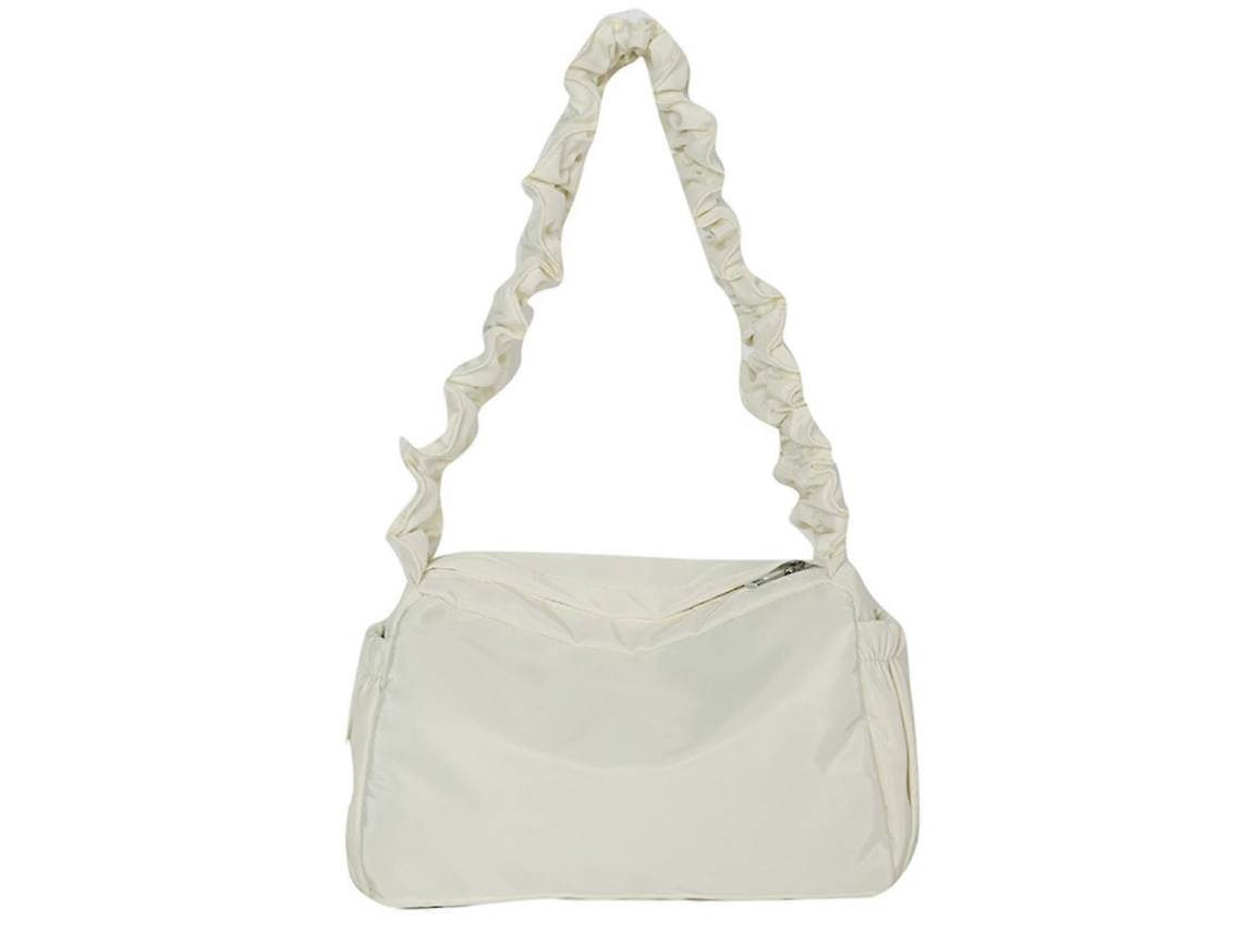 Bolso bandolera retro para mujer, primavera/verano, de nailon con cremallera, blanco.