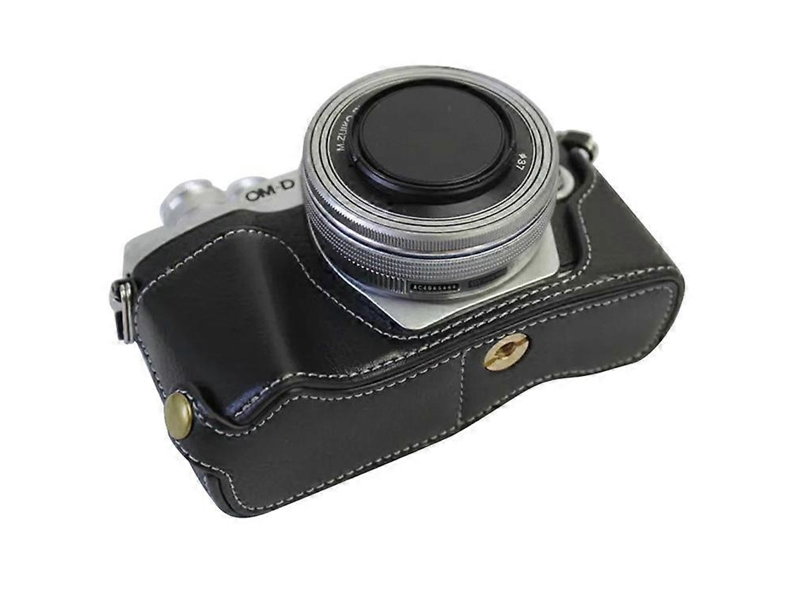Estuche de cuero genuino compatible con la cámara Olympus OM DE M10 Mark III, batería fácil de reemplazar Facpoet