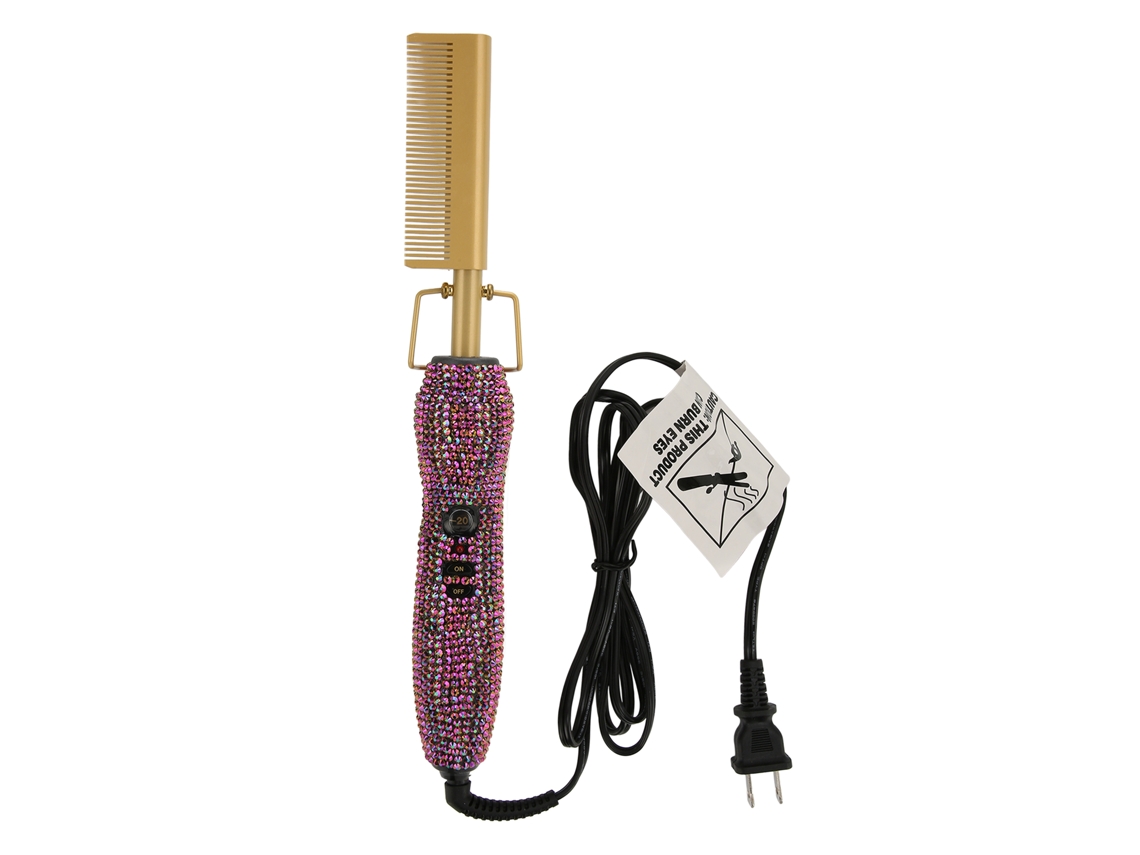 Peine Eléctrico Caliente Para Alisar Y Rizar Pelo Conducción De Calor Uniforme Morado Brillo 110v Plug Us Para Hogar Y Barbería