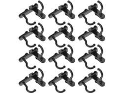 Paquete De 24 Ganchos De Pared De Plástico Negro Prácticos Para Rejillas Metálicas