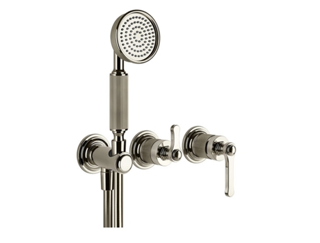 Mezcladora monomando de bañera/ducha Gessi Venti20 lista para montar, con curva de conexión a la pared, cartucho de desvío de 2 vías, montaje en