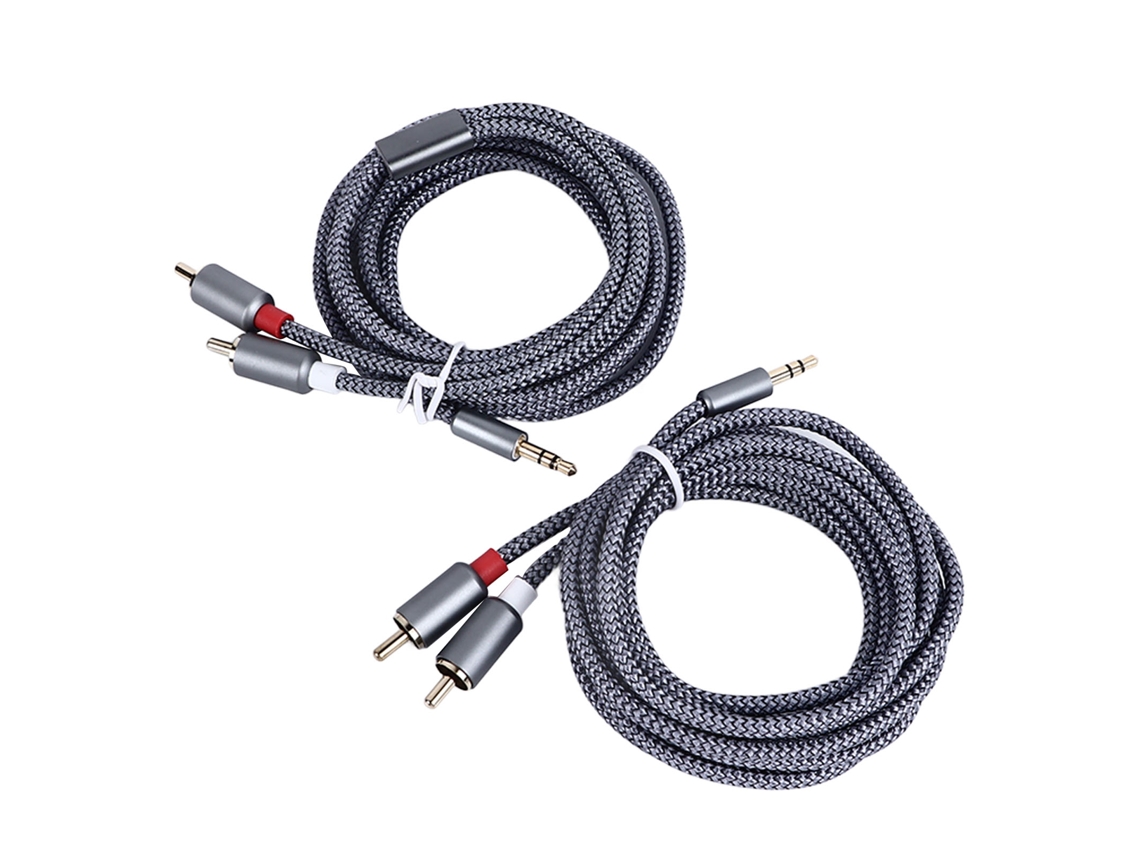 Cable Splitter Y 3.5mm Para 2 Rca Macho Para Macho, Conexão Estavel, 2m, Prata Cinza, Para Alto-falante, Computador, Telefone