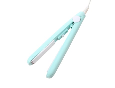 Plancha de pelo con férula pequeña para estudiante, mini férula eléctrica pequeña para mujer, rizo recto, flequillo de doble uso, rizador recto azu...