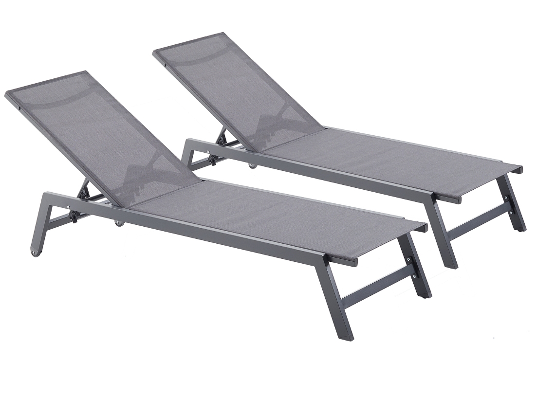 Juego 2 Tumbonas CONCEPT U Prato (Gris - Aluminio - 191x55x100 cm)