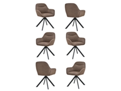 Sillas De Comedor Goeurvant 1370(pack De 6, Marrón Moca, Tela)