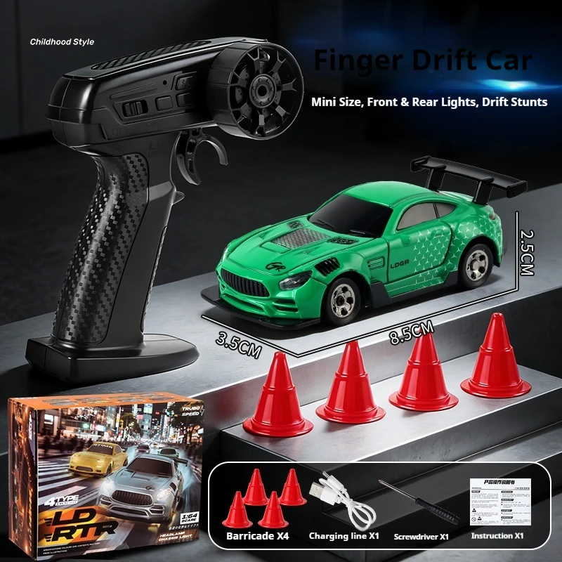 (amg Green) Coche De Derrape Teledirigido A Escala 1:64, Tracción A Las Cuatro Ruedas 2.4g, Modelo De Simulación.