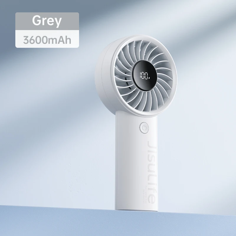 Ventilador portátil, 5 velocidades, viento fuerte, batería de 5000 mAh, pantalla LED, carga USB. MDUG (gris, 3600 mAh)