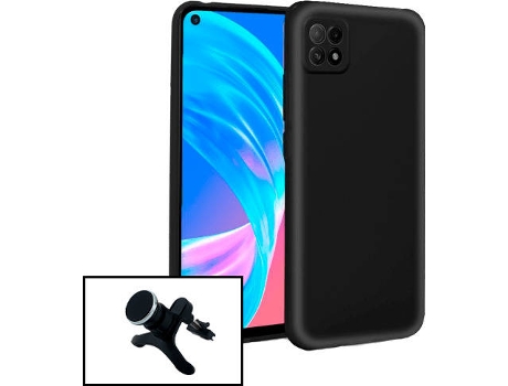 Carcasa + Soporte Magnético Reforzado Oppo A73 5G PHONECARE Silicona Líquida Negro