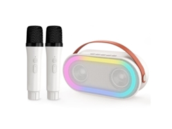 Mini máquina de karaoke con 2 micrófonos inalámbricos, altavoz Bluetooth portátil con graves estéreo y luz LED para niñas y niños de 4 años en adelante Yizhood