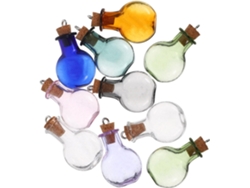 Botellas pequeñas de vidrio transparente portátiles con tapones de corcho, paquete de 10, contenedores multifuncionales para reactivos GOKOCO