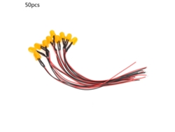 50 Pcs Lâmpadas Led Cromáticas 12v 0.06w 10mm Com Fio 20cm 26awg Acessório Industrial Laranja