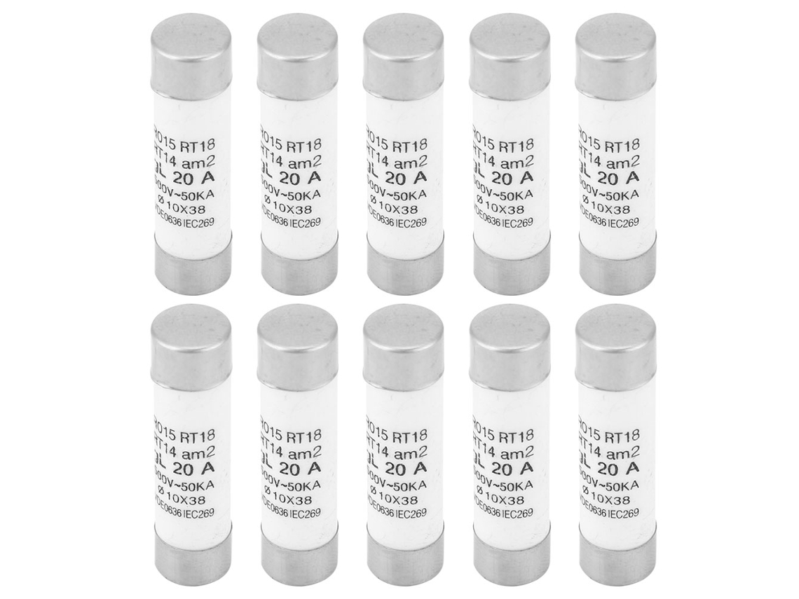 10 Piezas Fusible Cilindrico Rt14-20 10x38 20a 380-500vac Con Indicador Alta Capacidad De Rotura