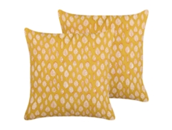 Juego de cojines decorativos BELIANI Ginnala de Algodón Amarillo 45x45x10