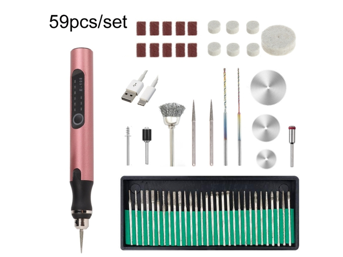 (oro Rosa) Juego De 59 Bolígrafos Mini Taladro Inalámbricos Portátiles Recargables Por Usb