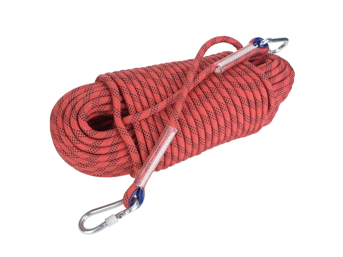 Cuerda De Escalada De 30 M Y 12 Mm, Resistente Al Agua Y A La Abrasión, Cuerda De Supervivencia Segura, Color Rojo.