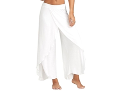 2026-pantalones Harem Palazzo Yoga Para Mujer Pantalones Anchos Holgados Hippie Flotantes Con Slit Talla Grande Qdd S Blanco