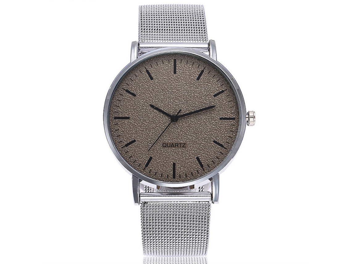 Reloj De Pulsera Unisex Ultrafino Vansvar Con Correa De Malla De Aleación Marrón Oscuro.