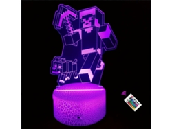 Luz Nocturna Infantil, Tira De Luz Visual 3d Con Control Remoto, 16 Cambios De Color. Figura De Hombre De Bloque/cubo. Siurn