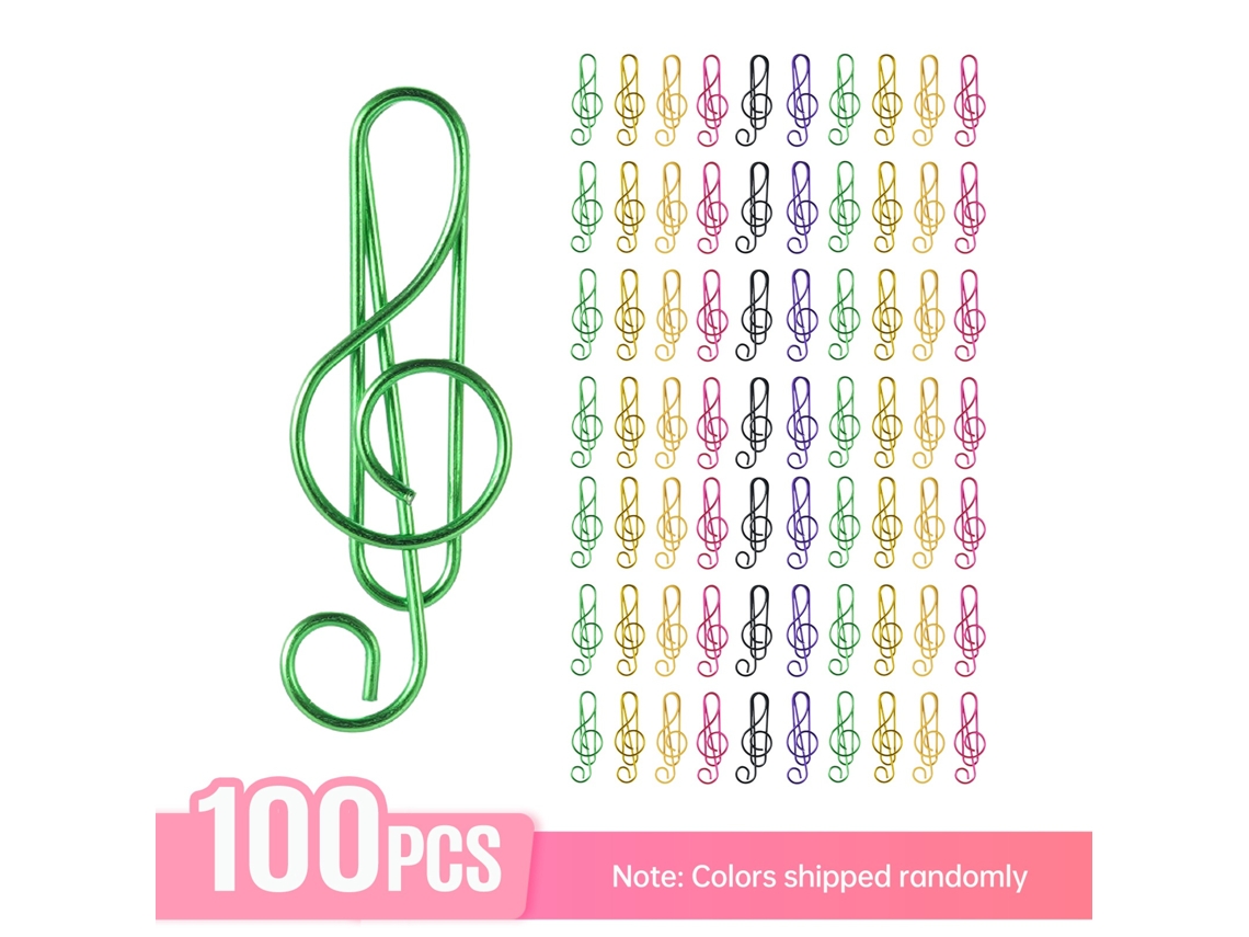 100 Grampos de Papel Nota Musical Cute Metal Wire para Escritório e Escola | S/MARCA