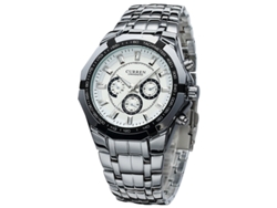 Reloj De Hombre De Acero Inoxidable (blanco Plateado), Estilo Casual, De Cuarzo, Resistente Al Agua.
