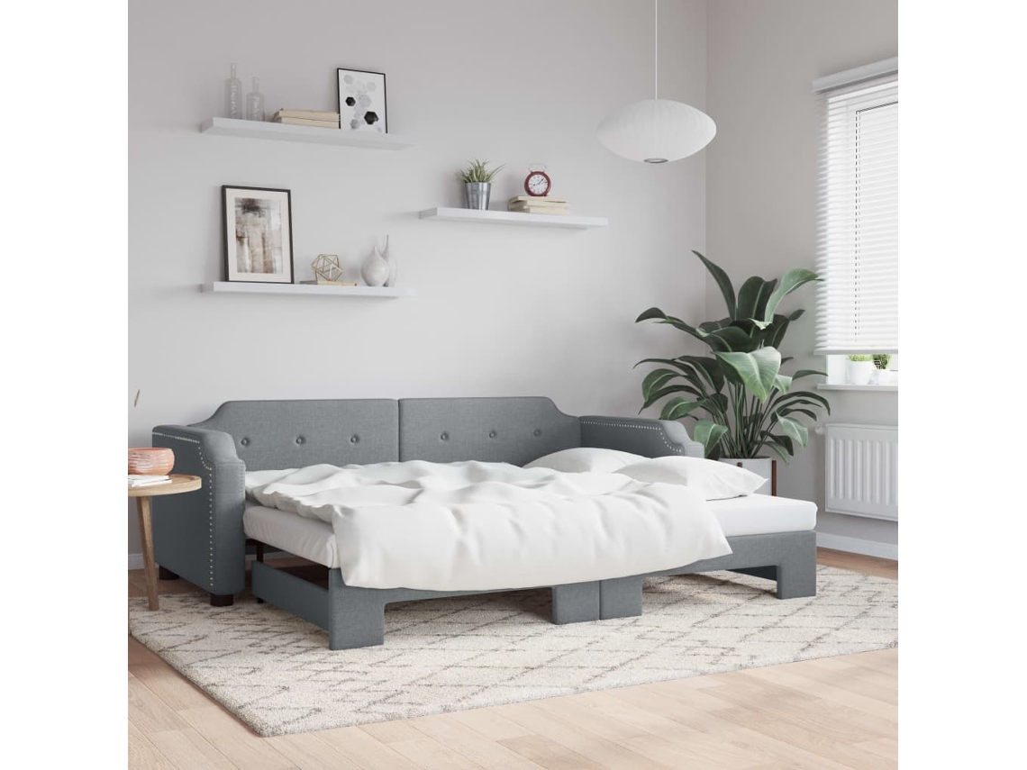 Sofá Cama Nido Tela Gris Claro 100x200 Cm