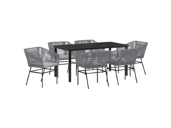 Conjunto de comedor de jardín VidaXL con 2 cojines, ratán sintético gris