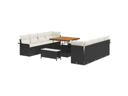 Maison Exclusive - Conjunto De Sofá De Jardín Con Cojín 11 Pcs Negro Y Crema
