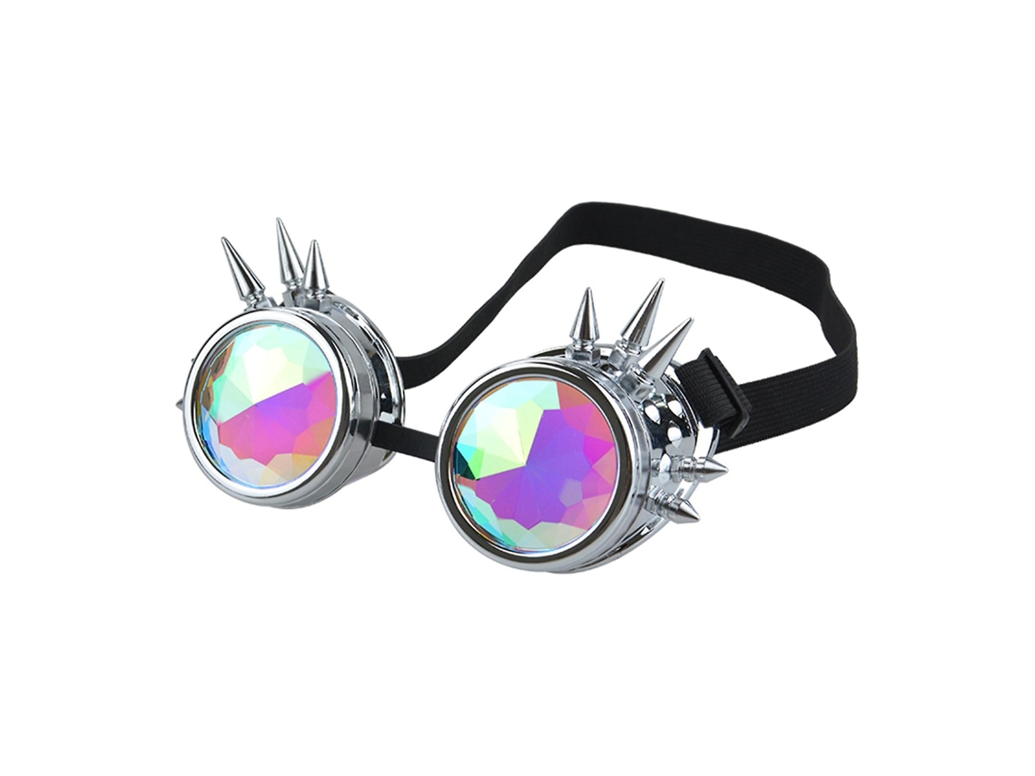 Gafas de cristal arcoíris caleidoscópicas ligeras para festivales de música electrónica y difracción.
