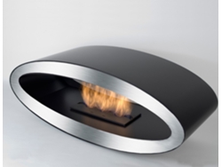 Chimenea de bioetanol independiente de pie MERU 115 Negro/Acero inoxidable OUTINFIRE