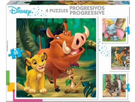 Puzzle EDUCA 4x Puzzle Progresivo Disney Animales (Edad Mínima: 3 Años - 0 Piezas)
