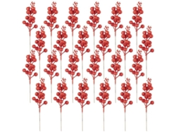 24 Ramos De Frutas Con Purpurina (20 Cm) Para Decoración Navideña, Arreglos Florales Y Adornos Festivos.