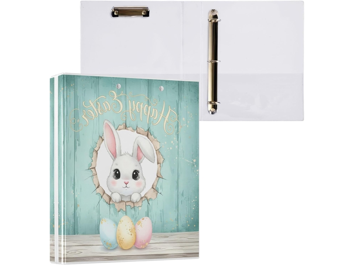 Besportble Carpeta De Conejito Pascua Redondo Y Portapapeles Oficina Pvc. 27,9 X 21,6 Cm 31,5 27 6