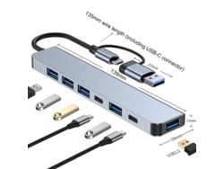 Docking Station Hub Concentrador 7 En 1 Adaptador De Puertos Múltiples Usb A+usb C Para Portátiles Y Equipos De Escritorio