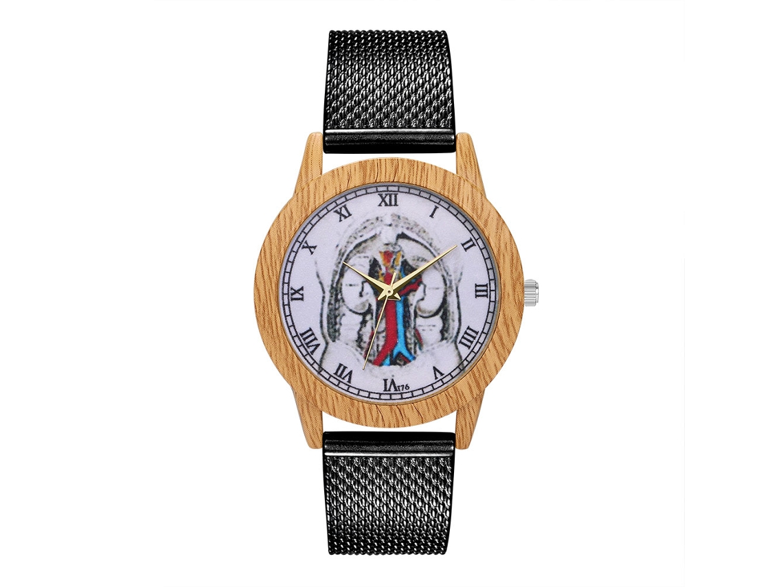 Reloj De Pulsera Analógico De Cuarzo Con Correa De Malla Para Mujer Y Hombre Negro Zhoulianfa