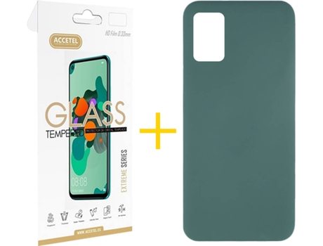 Funda y Protector de Vidrio Samsung Galaxy A31 ACCETEL Silicona Líquida Verde