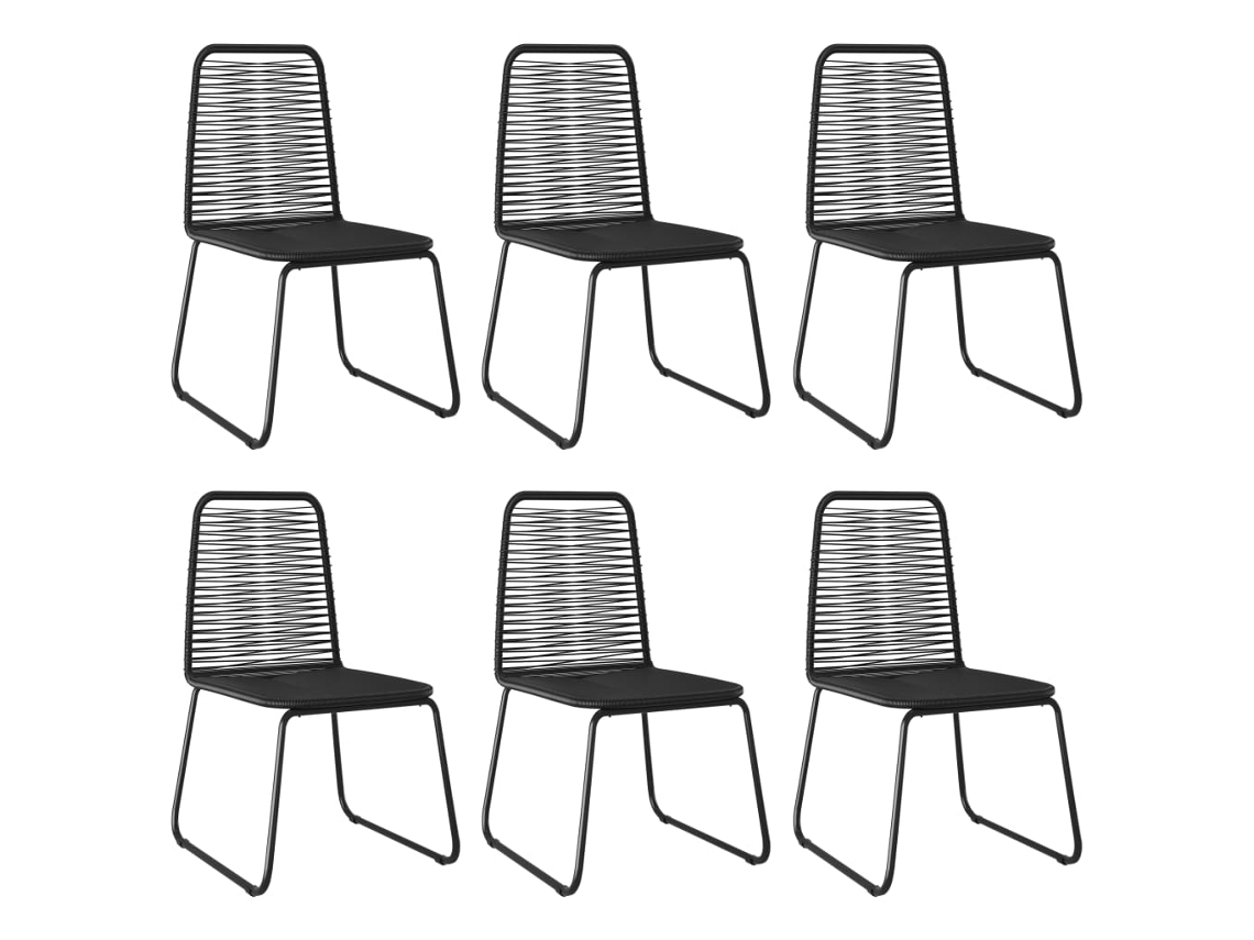Sillas de jardín de mimbre negro de 6 piezas DKD Home Decor