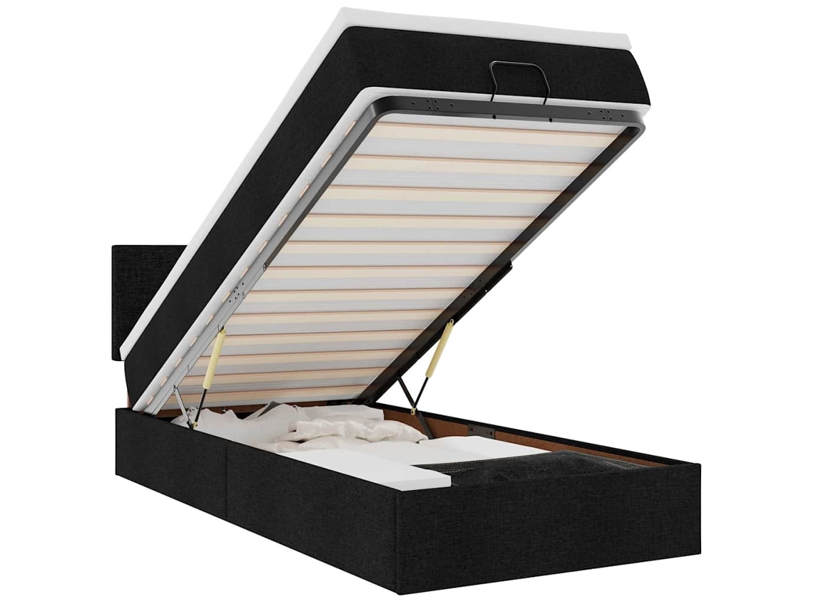 Maison Exclusive - Estructura Cama Otomana Colchón Tela Negra 90x190 Cm