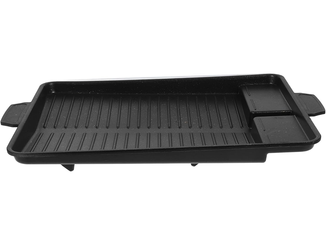 Plancha Rectangular Antiadherente Para Barbacoa Con Guía De Aceite.