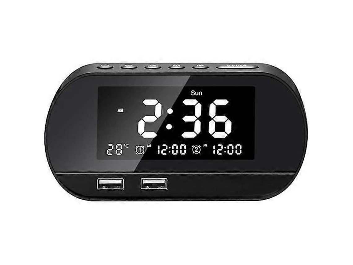 Radio reloj GOKOCO con radio FM, reloj despertador digital y doble alarma.