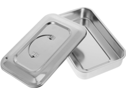 Caixa De Aço Inoxidável Com Tampa Quadrada, Bandeja Compacta Para Ferramentas De Beleza.