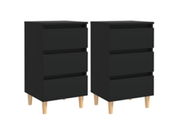 Conjunto 2 Mesita de noche VIDAXL Negro Madera contrachapada (40x35x69 cm)