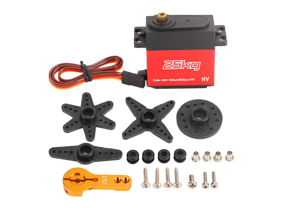 Servo Digital De 25 Kg, Resistente Al Agua, Silencioso, De Alto Torque, Con Engranajes Metálicos De 270 Grados Para Brazos Robóticos Y Coches Rc.