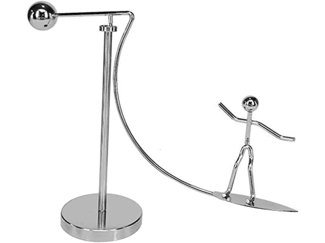 Juguete Equilibrio Silver Metal Surfer Movimiento Péndulo Decoración Escritorio Única Accesorio Juegos