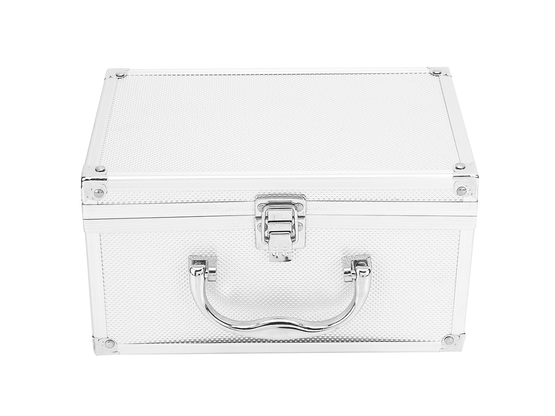 Caja De Herramientas Portátil De Aluminio De 230 X 150 X 125 Mm Con Expositor Para Instrumentos.