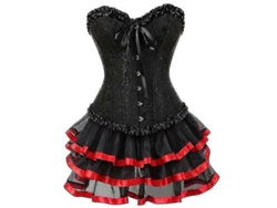 Corsé Sexy De Talla Grande Para Mujer, Disfraz Burlesque, Minifalda Tutú Con Estampado Brocado.