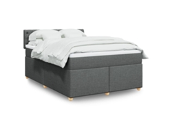 Cama Box Spring Con Colchón Tela Gris Oscuro 140x190 Cm