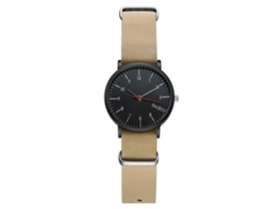 Reloj De Cuarzo Analógico Casual Para Hombre Con Correa De Pu, Dial Redondo Simple (beige)