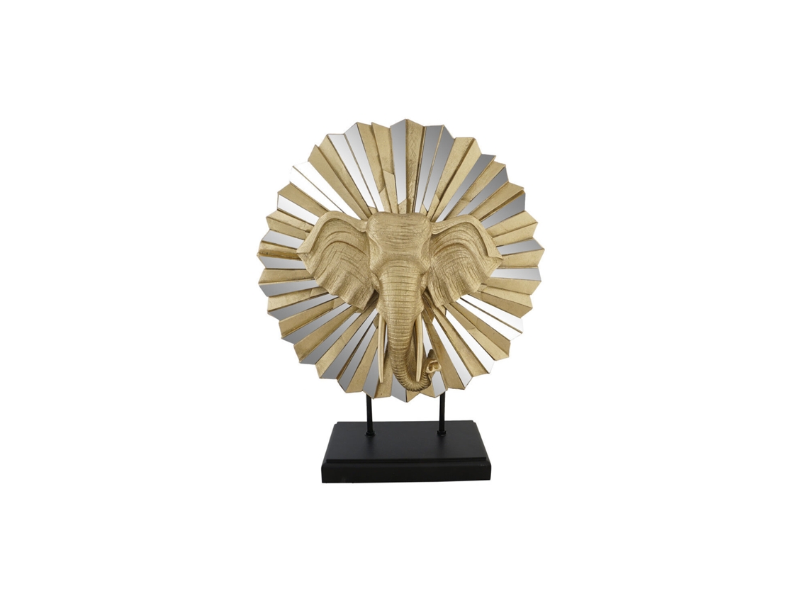 Estatueta de Elefante Dourado em Resina Cristal, 47x18x56,5cm ALEXANDRA HOUSE LIVING