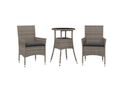 Maison Exclusive - Set Comedor Jardín 3 Pzas Y Cojines Ratán Sintético Vidrio Gris
